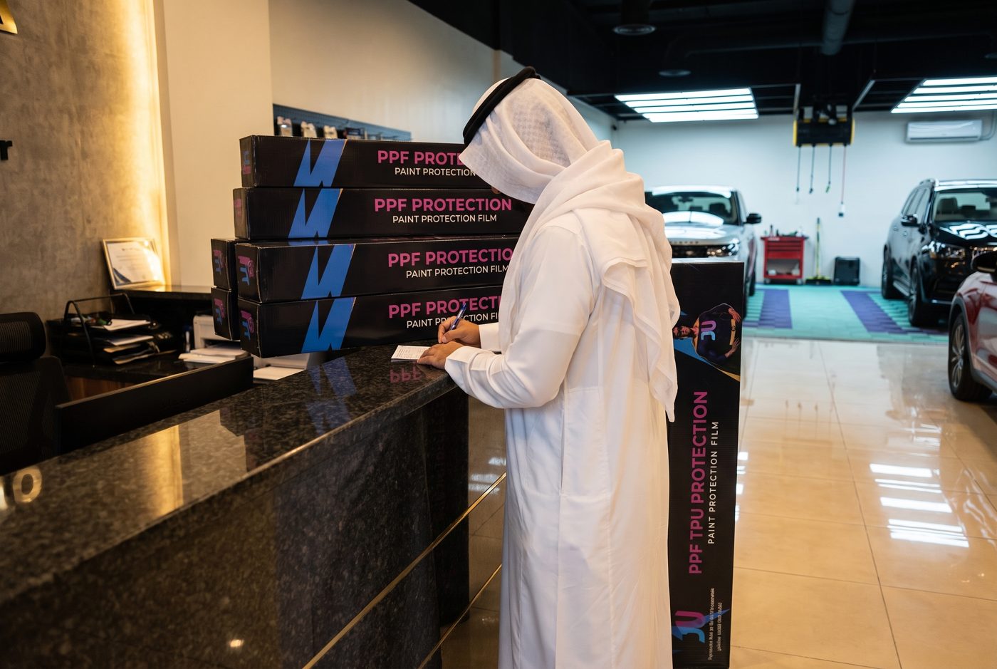 JU boxes being received at a vehicle protection center